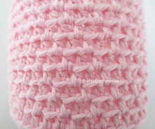 crochet pink jar cover close up