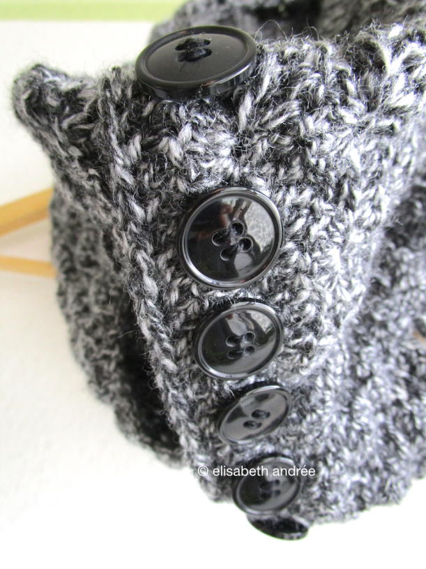 crochet charcoal cowl button closure by elisabeth andrée
