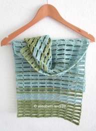 blue and green crochet work in progress by elisabeth andrée